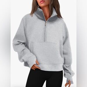 Oversized Gray Quarter Zip